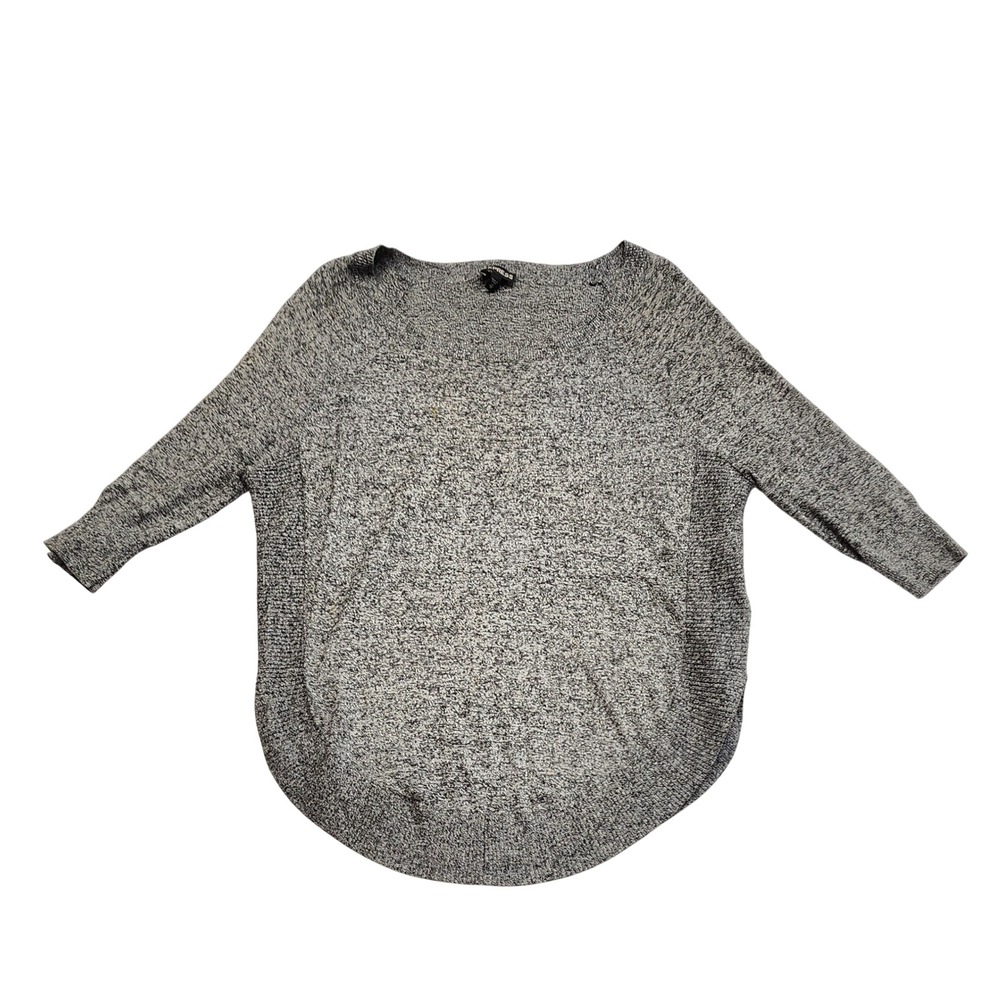 Express Marled Knit Dolman Sleeve Oversized Sweater Gray White Womens XS